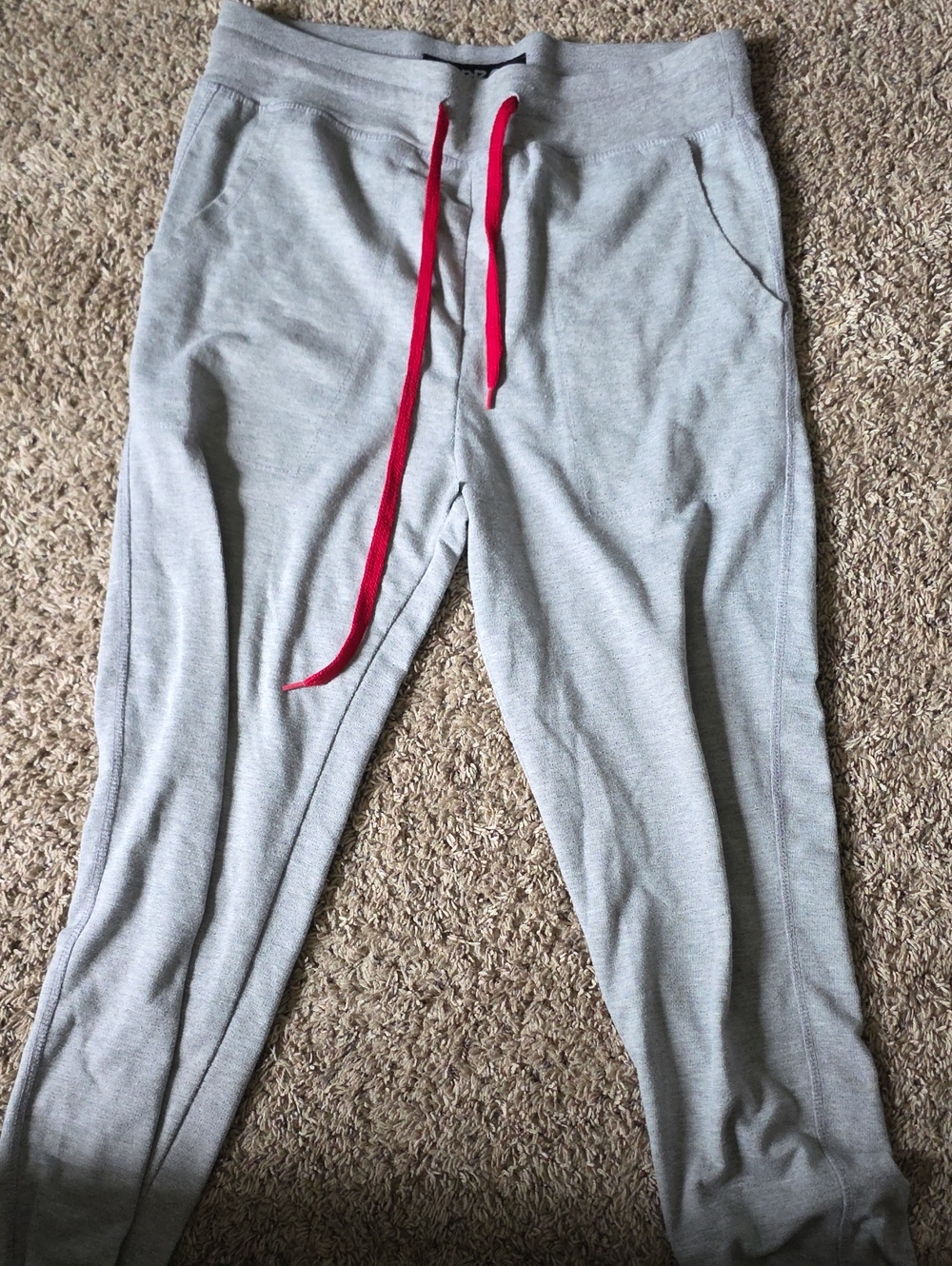 Carbon Light Gray Jogger Pants with Red Drawstring